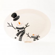 Black  Snowman Oval Platters, Set of 2