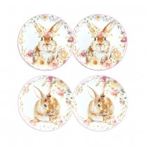 Water Color Bunny 2 ASST Salad Plates, Set of 4