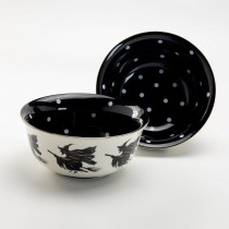 Halloween Black Witch Gold 6.5in Serving Bowl, Set of 4