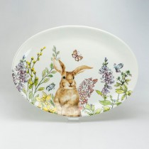 Garden Bunny 15.25-inch Oval Platter, Set of 2