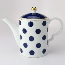 Navy Blue Polka Dots Coffee/Teapot