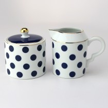 Navy Blue Polka Dots Sugar Creamer Set