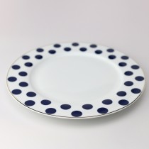 Navy Polka Dots  Salad Plates, Set of 4