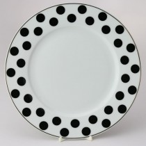 Black Polka Dots Dinner Plates, Set of 4