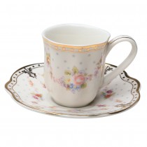 Rose Swag Demi Cups and Saucers S/4, Gift Boxed