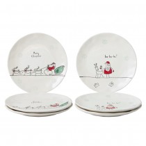 Organic Texture Santa/Reindeer and Santa/Sleight  Salad  Plates, Set of 6