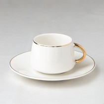 White Gold Espresso Cups and Saucers, Set of 6