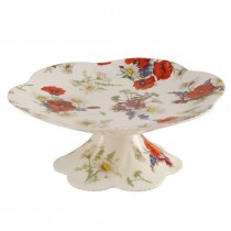 Red Poppy Scallop Cake Stand