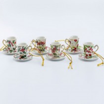 Assorted Berry Chintz Ornament Mini Teacup Saucer, 6 Piece Set