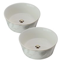 Fido's Diner Marble Gold  Cat/dog 6in Bowl-Set of 2 