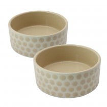Fido's Diner Dog Bowl-Taupe Dots, Set of 2