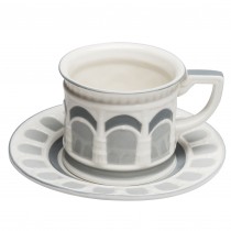 Grey Arches Cups & Saucers, Set of 4