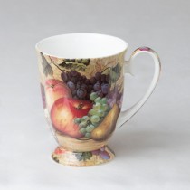 Vintage Orchard Footed Mugs, Set of 4