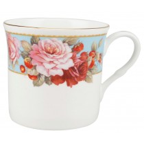 Peony and Strawberry Blue Mug, Set of 4