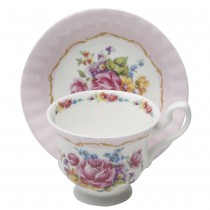 Marrie Rose Pink Teacups and Saucers, Set of 4