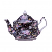 Black Petite Rose Teapot