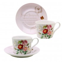 Pink Butterfly Coffee/tea Cup Saucers, Set of 4