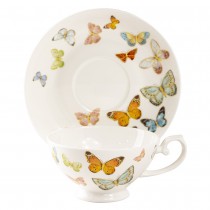 Spring Butterfly Tea Cups and Saucers, Set of 4