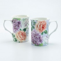 Hydrangea Rose Mugs, Set of 4