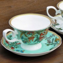 Bone China Dianthus Tea/coffee Cups and Saucers, Set of 4