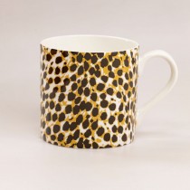 Black Jungle Cat Bone China Coffee Mugs, Set of 4