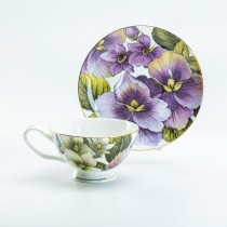 Golden Pansy Cup Saucer, Set of 2