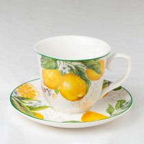Lemon Green Cup Saucer, Set of 4