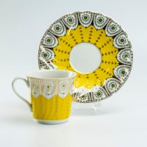 Yellow Gold Swag Tea Cup Saucer. Set of 2