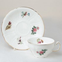 Bone China Anna Garden Embossed Cup Saucer, Set of 4