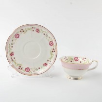 Pink Corn Flower Tea Cup Saucer, Set of 4