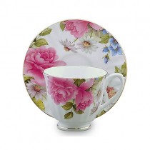 Grace's Rose Cups and Saucers Set, Set of 4
