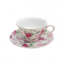 Summer Rose Chintz Cups and Saucers, Set of 4