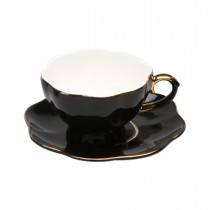 Black Gold Cups and Saucers, Set of 4