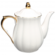 Gold White Scallop Teapot