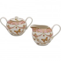Pink Butterfly Sugar and Creamer Set