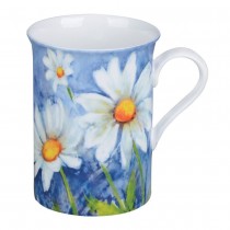 Daisy w/Pastel Blue Can Mugs, Set of 4