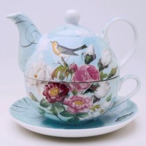 Botanical Blue Bird 4 Piece Tea for One