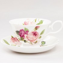 Kensington Pink Rose Teacups and Saucers, Set of 4