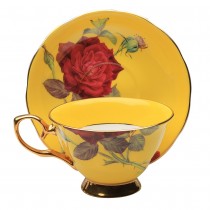 Yellow/red Rose Gold Tea Cup and Saucer, Single Set